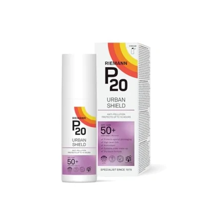 Abbildung von P20 ® Urban Shield SPF 50+ Schutz vor täglichen Umweltaggressoren UVA und UVB Strahlung, Außenstaub, Schwermetalle Rauch Es schützt vorzeitiger Hautalterung 50 g