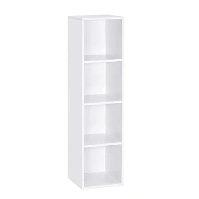 Abbildung von Mondeer Bücherregal, Regal mit 4 Fächer aus Holz, Weiß Modern für Wohnzimmer Schlafzimmer Kinder, 30x30x120cm