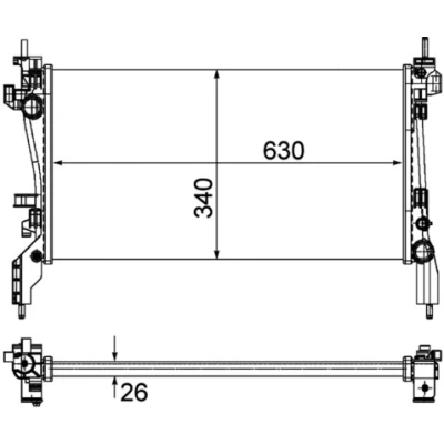 Abbildung von MAHLE ORIGINAL CR 1122 000P Kühler, Motorkühlung für Fahrzeuge mit/ohne Klimaanlage 630 340 26 Kühlrippen mechanisch gefügt FIAT: Qubo