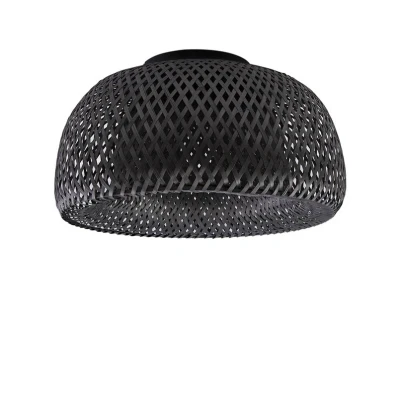 Abbildung von Lindby Deckenleuchte Eskil, 1 flg., schwarz, Ø46,5cm, Bambus
