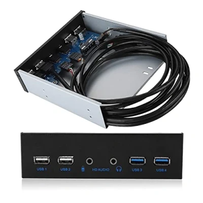 Abbildung von Yunseity USB 3.0 HUB 6 Ports Frontpanel Motherboard Kabel USB3.0 + USB2.0 auf 9Pin 19Pin Anschlusskabel für 5.25 Zoll Diskettenschacht