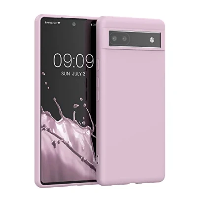 Abbildung von kwmobile Hülle kompatibel mit Google Pixel 6a weiches TPU Silikon Case Cover geeignet für kabelloses Laden Altrosa