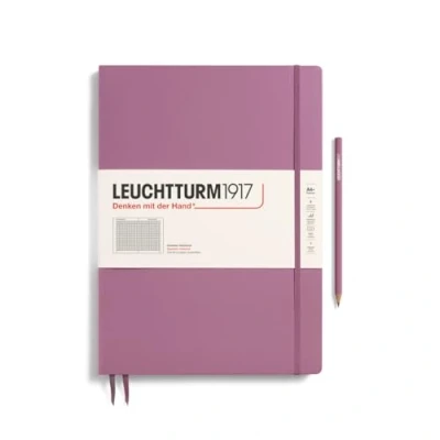 Abbildung von LEUCHTTURM1917 372340 Notizbuch Master Slim A4+, Hardcover Schreibbuch, 123 nummerierte Seiten, Dusty Rose, kariert