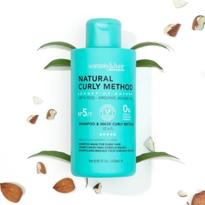Abbildung von somnis&amp;hair Curly Methode Shampoo und Maske, 2 in 1, Locken Wellen, 0 % Parabene, Sulfate vegane Silikone, 250 ml.