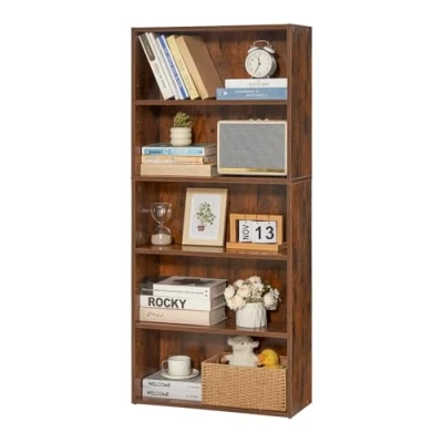Abbildung von VEVOR schmales Bücherregal Aufbewahrung Regalsystem Verstellbar Braun 5 Ebenen