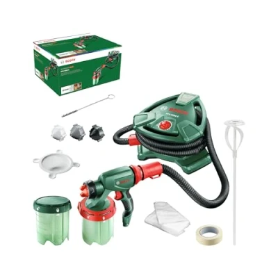 Abbildung von Bosch Farbsprühsystem PFS 5000 E (1200 W, 2X Farbbehälter 1000 ml, Düsen für Wandfarben, Lackfarben, Lasuren, im Karton) Amazon Edition