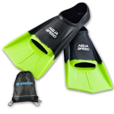 Abbildung von Aqua Speed leichte Trainingsflossen I Erwachsene Schwimmflossen Kurzflossen Schwimmtraining Training Flossen Triathlon Schwimmen + Ultrapower Rucksack schwarzIneon grünI38; Gr. 45I46