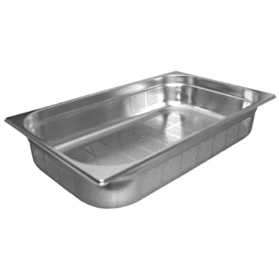 Abbildung von Vogue K841 Gastronomiebehälter aus Edelstahl, Gastronorm 1/1, 100 mm tief, perforiert, silber
