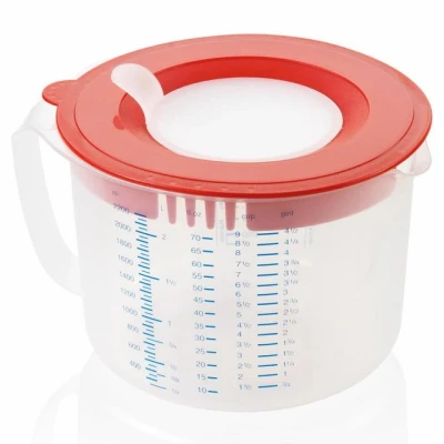 Abbildung von Leifheit Messbecher Measure &amp; Store 3 in 1, Kunststoff, dreifach verstellbarer Sieb Ausguss