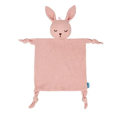 Abbildung von Babydecke Baumwolle Musselin Komfort Decke 25x25cm Baby Neugeborenen Kuscheldecke für Junge und Mädchen ab 0+ Monaten Geschenk (Hase)