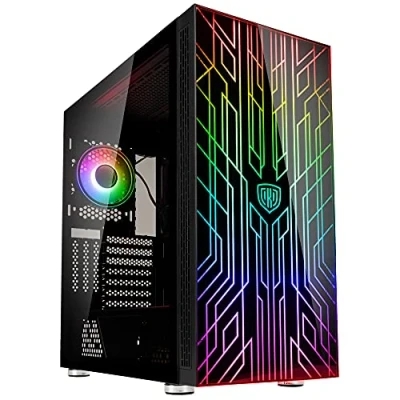 Abbildung von Kolink Unity Nexus PC Gehäuse, Mid Tower Case, Glas Gehäuse PC, Auswechselbare ARGB Frontplatte, Verschiedene Designs verfügbar, Tempered Glass Frontplatte mit seitlicher Belüftung