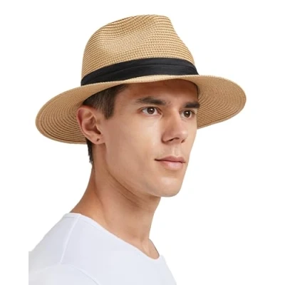 Abbildung von Zylioo M Strohhut Sonnenhut Kleinen Kopf, UV Schutz Stroh Sommerhut Strandhut für Urlaub Herren Damen