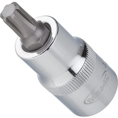 Abbildung von Vigor Innenvierkant Antrieb und &quot;RIBE&quot; Schraubendreher Einsatz für Innenkeilprofil &quot;Ribe CV&quot;, 12,5 mm (1/2 Zoll), 55 mm, 1 Stück, V2208