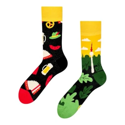Abbildung von Dedoles Socken Unisex Damen Herren &amp; Kinder Baumwolle viele lustige Designs 1 Paar Geschenk links rechts verschieden, Farbe: Mehrfarbig, Motiv: Deutschland, Gr. 43 46