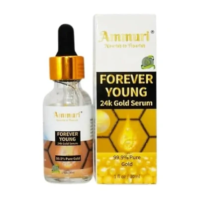 Abbildung von Ammuri Forever Young 24K Gold Serum Anti Aging Falten Formal Collagen Feuchtigkeitsspendendes Hautpflege Gesichtsserum Bekämpft Pigmentierung, ungleichmäßigen Hautton und Augenringe 30 ml