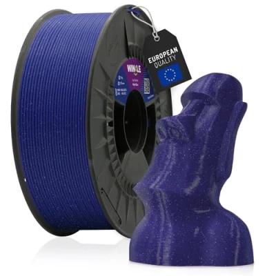 Abbildung von Winkle Pla Feel Blue Filament 1,75 mm Filamentdruck 3D Drucker Farbe Blau mit Partikeln Spule 300 g, 8435532914211