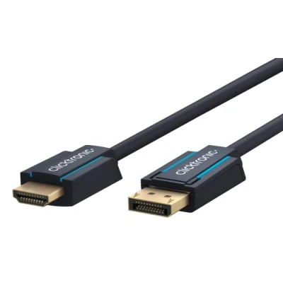 Abbildung von Clicktronic DisplayPort HDMI Kabel 4k 60 Hz unidirektional mit Signalverstärker DP 1.4 zu 2.0 Adapterkabel Monitorkabel Display Port auf 5m