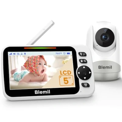 Abbildung von Babyphone mit Kamera und Audio 30 Stunden wiederaufladbare Batterie, 5&quot; großer Bildschirm, ferngesteuerte Schwenk /Neige /Zoom Kamera, Zwei Wege Gespräch, Nachtsicht, kein WiFi