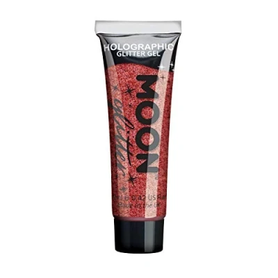 Abbildung von Holographisches Gesichts &amp; Körper Glitzer Gel von Moon Glitter 12ml Rot Gesichtsfarbe