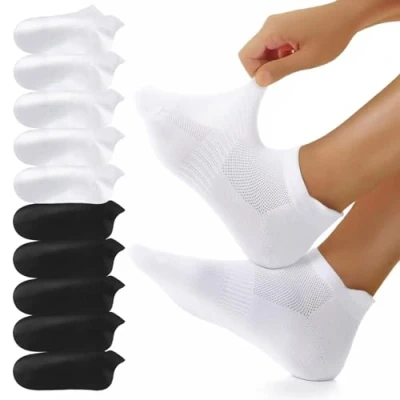 Abbildung von YouShow 10 Paar Sneaker Socken Herren Damen Kurze Baumwolle Sportsocken Atmungsaktive Laufsocken Schwarz Weiß 35 38