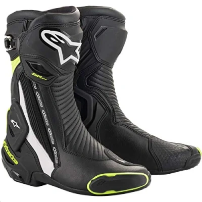 Abbildung von Alpinestars SMX Plus v2 Motorradstiefel schwarz / weiß fluo gelb (Packung, Antistatische und Öl Benzinfeste Sohle)