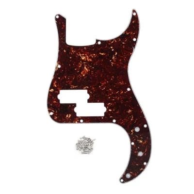 Abbildung von FLEOR 13 Loch Modern Style Standard PB Bass Pickguard ohne Truss Rod Notch für 4 Saiter P Modell, Braune Schildkröte