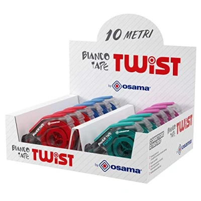 Abbildung von OSAMA BIANCOTAPE TWIST, Korrekturroller 10 Meter 12er Aussteller, farblich sortiert