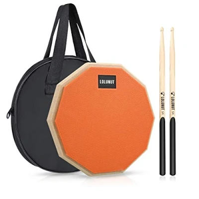 Abbildung von LOLUNUT 30,5 cm Silent Drum Pad, Dumb Anfänger Gummi Übungspad mit 5A Drumsticks Orange