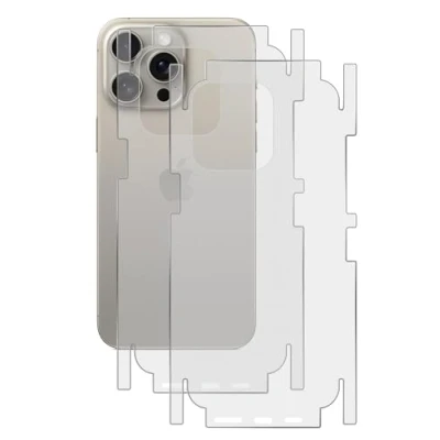 Abbildung von GIOPUEY[2 Stück Rückseite Folie Kompatibel mit iPhone 15 Pro Max, Max Schutzfolie, Weiches TPU, Dünn, Matte Textur, Schützende Grenze Translucent