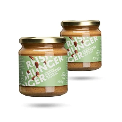 Abbildung von REISHUNGER BIO Mandelmus Braun, 500g (2x250g) Glutenfrei &amp; Vegan Cremiges Nussmus ohne Zuckerzusatz aus 100% gerösteten ungeschälten Mandeln