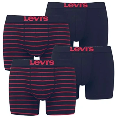 Abbildung von Levi&#039;s Vintage Stripe Boxer 2 PACK Panties, Herren, Größe: Large, Red/black