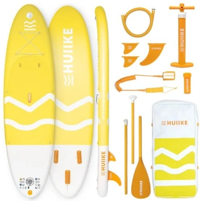 Abbildung von HUIIKE Stand Up Paddling Board mit Zubehör, Paddel, Finnen, Pumpe. Paddle Sup Aufblasbar Hohe Stabilität und Widerstandsfähigkeit. 305 x 84 15 cm, Belastbar bis 130 kg