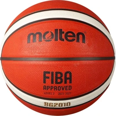 Abbildung von Molten BG2010 Basketball, Indoor/Outdoor, FIBA zugelassen, Premium Gummi, tiefer Kanal, Größe 7, Orange/Elfenbein, geeignet für Jungen ab 14 Jahren und Erwachsene