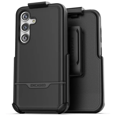 Abbildung von Encased REBEL Designed für Samsung Galaxy S24 Gürtelclip Hülle (2024) Schutzhülle mit Holster (Schwarz) (S24)
