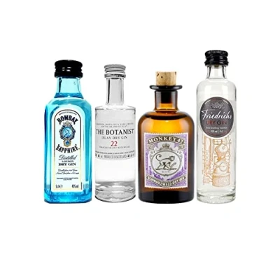 Abbildung von Gin mini 4er Set Bombay Sapphire London Dry 50ml (40% Vol) + Monkey 47 Schwarzwald (47% The Botanist Islay (46% Friedrichs 4cl (45%