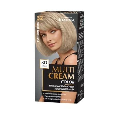 Abbildung von Joanna Multi Cream Color Haarfarbe für Frauen Sorgt Lang Anhaltende Farbe 3D Tiefeneffekt Deckt Graue Haare ab Ansatzfarbe Platinblond 32 Komplettset