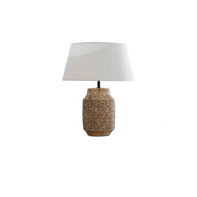 Abbildung von Lindby Tischleuchte Aelith, Ø 40 cm, braun, Keramik, E27