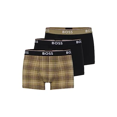 Abbildung von BOSS Trunk Power 3 PACK Panties, Herren, Größe: Small, Black/khaki