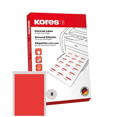 Abbildung von Kores Farbige Universal Etiketten, 105 x 74,0 mm, 100 Blatt, rot