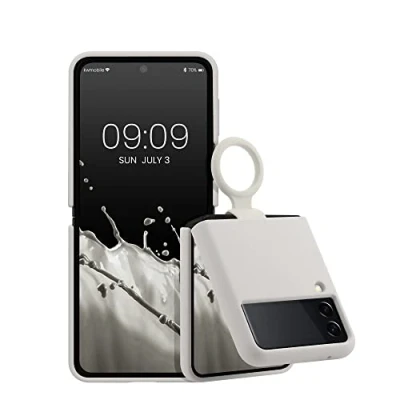 Abbildung von kwmobile Flip Soft Case kompatibel mit Samsung Galaxy Z 3 5G Silikon Hülle für Foldable Handy Handyhülle in Weiß matt