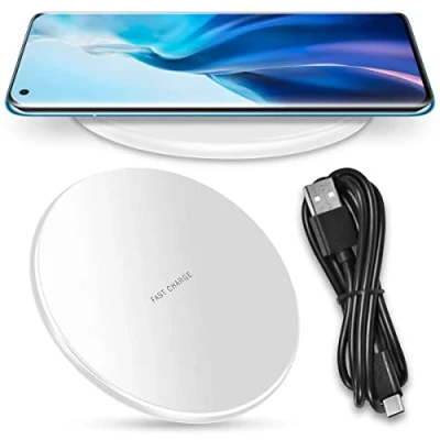 Abbildung von Wireless Qi Ladegerät kompatibel für Xiaomi Mi 11 Ultra / 11/10 Pro 10/9 Ladestation Kabellos 15W Induktives Universal Schnellladegerät Fast Charger, Farben:Weiß, Handys:Xiaomi