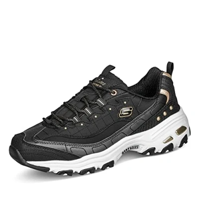 Abbildung von Skechers Sport D&#039;LITES Sneaker low, Damen, Größe: 36.5, Black duraleather gold trim Schuhe