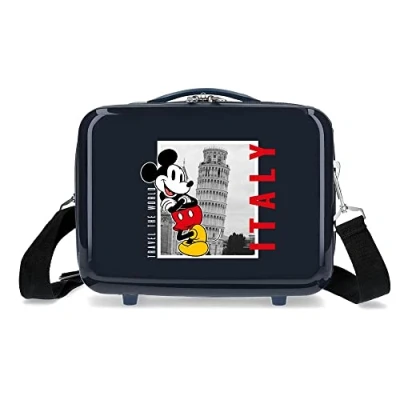 Abbildung von Disney Mickey und Minnie bereisen die Welt, Italien, blau, anpassungsfähiger Kulturbeutel, 29 x 21 15 cm, starres ABS, 9,14 l, 0,8 kg