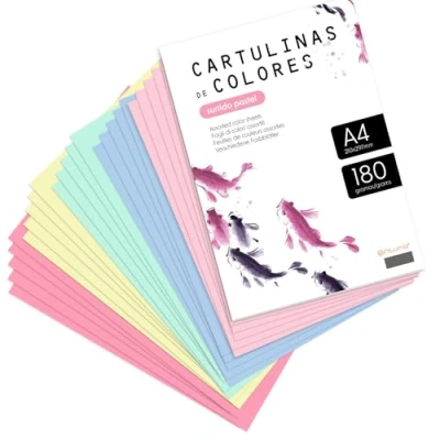 Abbildung von Buntpapier, Buntpapier A4 in verschiedenen Pastelltönen, farbige Blätter 180 g für Bastelarbeiten, Drucken von Dokumenten und kreativen Designs, · m office (x25, Pastellsortiment)