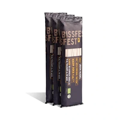 Abbildung von bissfest BIO Udon Nudeln 750 g (3 x 250 g) Extra teigige asiatische für japanische Suppen oder Wok Gerichte Vegan