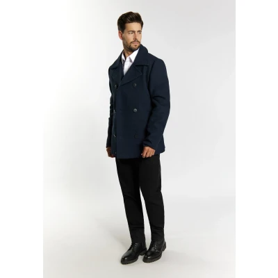 Abbildung von DREIMASTER Klassik Herren Erbsenmantel aus Wollmischung S / Nachtblau 77% Polyester 15% Wolle 5% Polyacryl 3% Viskose