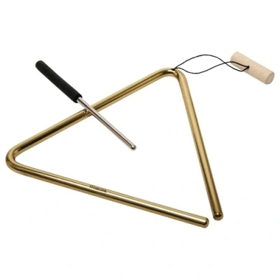 Abbildung von Meinl Percussion Messing Triangel Instrument Großes Klangdreieck mit Halterung Durchmesser 8 Zoll Inkl. Schlägel Messing, Gold (TRI20B)