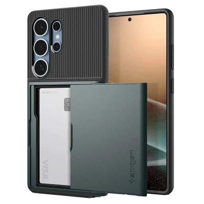 Abbildung von Samsung Galaxy S25 Ultra Hülle Kunststoff Spigen Backcover/Hard Case Handyhülle Grün Shockproof/Stoßfest