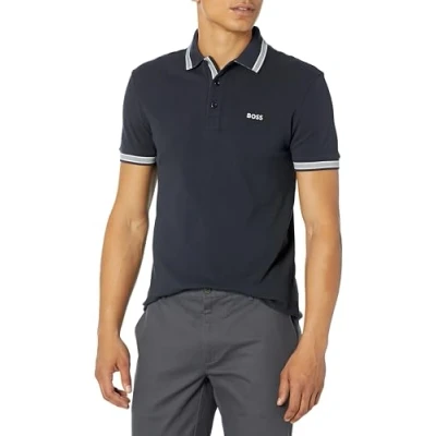 Abbildung von BOSS Herren Paddy Polo Shirt Polohemd, Marineblau, Mittel