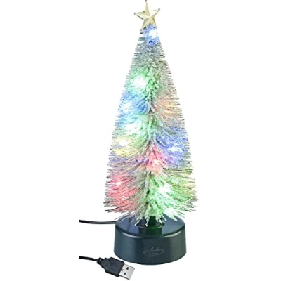 Abbildung von infactory USB Tannenbaum: Bunter LED Weihnachtsbaum mit Betrieb, 25 cm hoch (Weihnachtsbaum Kfz, Künstlicher LED, Weihnachtsbeleuchtung)